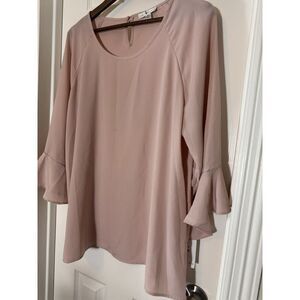 Lena Gabrielle Womens Baby Pink Ruffle Sleeve Blouse Size‎ XL New With Tags